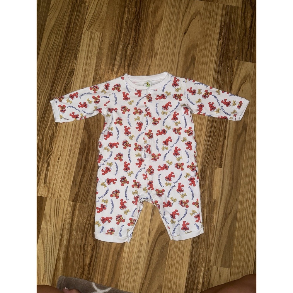 VTG Sesame Street Elmo Romper 6/9 Months 6/9M Snap One Piece Long Sleeve